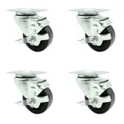 3 Inch Phenolic Wheel Swivel Top Plate Caster Set with Brake Service Caster
