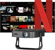 Smart Projector Netflix Official/360° Rotatable: Mini Projector 4K with Auto Focus & Keystone Correction, VOPLLS 25000L 1080P Full HD WiFi6 Bluetooth Projector Small Home Cinema / Outdoor Projector