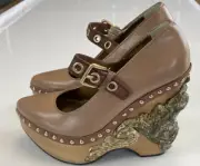 Miu Miu Deadstock Runway Venice Baroque Sculpted Platform Wedge Shoes Shoe 37