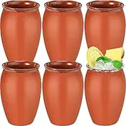 6 Pcs 12 oz Cantaritos De Barro Mexicanos Cantaritos Shooters Taco Tuesday Mexican Clay Cup Cocktail Cups for Tequila Margaritas Mojitos Tazas