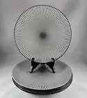 Set 4 Royal Norfolk Black & White Dashed Pattern Ceramic Salad Plates 7.5" NEW