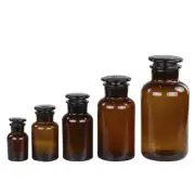Old French Apothecary Glass With Lid Set of 5 Mocca by Chic Antique