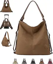 [DUOL COOS] Large Tote Bag Convertible Backpack Purse for Women with Zipper Pockets, Canvas Crossbody Shoulder Hobo Bag 4-in-1