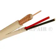 RG59 Plenum Siamese Bare Copper Coax Cable 18/2 Power Wire CMP CCTV White 1000FT