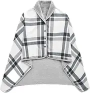 [Generic] Wearable Fleece Blanket,Wearable Wrap Shawl Plush Cape Poncho | Plush Sleeveless Blankets, Wearable Soft Warm TV Shawl for Wife, Girlfriend, Adults, Gray, Refer to description
