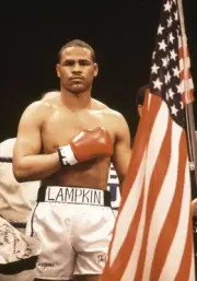 Jeff Lampkin USA holding the American flag prior to this IBF world- Old Photo