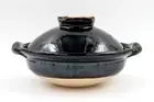 DORAKU Kiln Japanese Earthen Pot KURODORAKU Handcraft DONABE 8-go For 2-3ppl