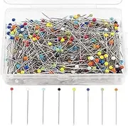 1000pcs Glass Pins, BetterJonny 38mm Glass Head Bead Pin Sewing Pins for Dressmaker Jewelry with Clear Box Multicolor