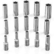 Metric Socket Set (15pc) | 3/8-Inch Drive | 6-Point Deep Socket Set | Metric ...