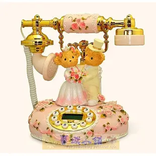 357 華城小鋪**超取當日出貨** 古董 家用 田園 鄉村 復古電話 有線 來電顯示 造型 婚禮泰迪熊精品電話