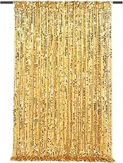 Big Payette Sequin Backdrop 4ftx8ft Gold Shimmer Backdrop Curtains Glitter Fabric Drapes for Birthday Party Baby Shower Decorations