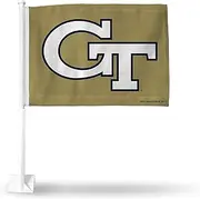 Rico Industries NCAA Georgia Tech Yellow Jackets Alternate Double Sided Double Sided Car Flag - 16" x 19" - Strong Pole That Hooks onto Car/Truck/Automobile