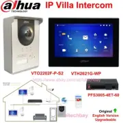 Dahua IP Video Intercom Kit VTO2202F-P-S2 Doorbell VTH2621G-WP Monitor PoE APP