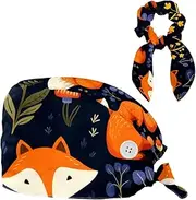 [YTYVAGT] Scrub Caps Women,Scrub Hats Suitable for Women,Flower Leaf Animal Fox