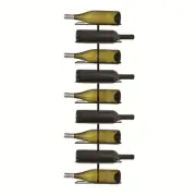 Sturdy Wall Mounted Wine Rack Black Holds 9 Bottles Minimalist Design