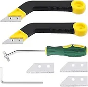LxcshLjx 7Pcs Grout Remover Tool Kit, Including 2Pcs Angled-Design Tile Grout Hand Saw with 5 Diamond Surface Blades Replacement, 4 in 1 Carbide Head Caulking Removal for Tile Joints Corner Cleaning
