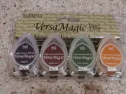 NEW Tsukineko Versa Magic Dew Drop 4 Pac Jumbo Java Pesto Pumpkin Spice Eggplant