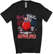 [Generic] Red White and Bowling, Amazing 4th of July American Flag Sport Player Lover, Patriotic Group Unisex T-Shirt