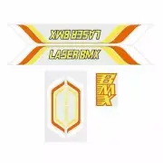 Sportsworld LASER BMX - ORANGE "round gusset hole" decal set - Old school bmx