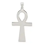 Sterling Silver Rhodium-Plated Ankh Cross Pendant
