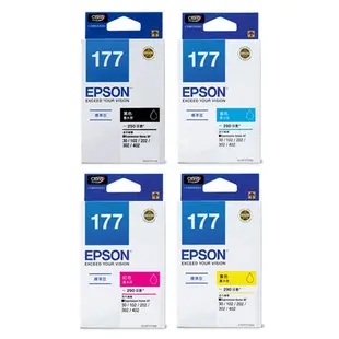 EPSON 原廠墨水 T177 墨水 (四色一組) 適用XP-102/XP-202/XP-302/XP-402/XP-225/XP-422