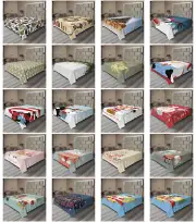 Ambesonne Christmas Print Flat Sheet Top Sheet Decorative Bedding 6 Sizes
