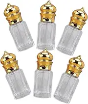 Healeved 6Pcs Roll Refillable Glass Essential Oil Bottles Portable Roll Perfume Containers Leak Small Bottles for Travel for Perfume and Oil Storage