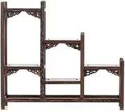 Chicken Wing Wood Antique Shelf Small Solid Wood Ornaments Storage Tea Set Rack Duobao Pavilion Purple Clay teapot Display Rack Storage Rack,B