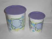(2) Tupperware One Touch Tiwi Bear Canister Containers - Set of 2