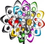 Wind Spinner Kinetic Metal Double Wind Sculpture Multi-Color Outdoor Decoration