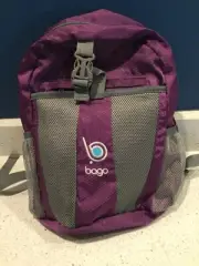 Bago Lightweight Packable Travel Backpack purple gray NWT mesh side pockets