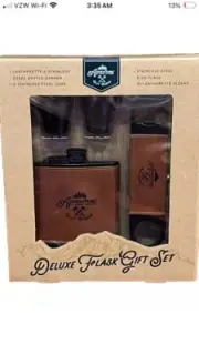 Adventure Out There Deluxe Flask Gift Set Drinkware 4 Pc. NEW