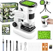NZQXJXZ 3 IN 1 Digital Microscope for Kids & Adults, 200-1000X Magnification, Microscope with 2’’ HD Screen and 32G Micro SD Card