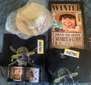ONE PIECE= Hat, WANTED Monkey D Luffy Picture, T shirt (XL), Bag, an 2 Cups.