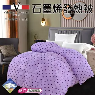 【Valentino 范倫鐵諾】台灣製石墨烯銀離子吸濕排汗遠紅外線1.6kg發熱被/紫色圓點(贈品專用)