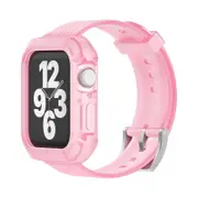 Catzon TPU Apple Watch Band with Bumper Case for iWatch Series 6/SE/5/4/3/2/1-Clear Pink