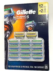 Gillette Fusion5 Proglide Razor Blades 12 Proglide + 2 Proshield 14 Cartridge