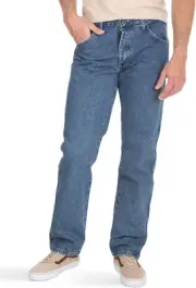 Wrangler Men's Classic 5-Pocket Regular Fit Cotton 34W x 30L, Stonewash Mid