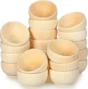 Uiifan Set of 40 Wood Small Bowls Unfinished Wooden Mini Round Bowl Serving Craft Kitchen or Condiment Salad Nuts Dips Sauce Spice Candy, 1.2 x 2.2 Inches