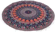 Round Beach Tapestry Mandala Boho Hippie Blanket Indian Cotton Bohemian Large Table Cloth Home Decor Yoga Mat Meditation Picnic Rug Hawaii Sunproof Throw Hippy Boho Gypsy Tablecloth Shawl Roundie 70" (70 Inches, Brown)