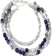 Reading eye glasses, spectacle beaded chain, holder, lanyard purple Amethyst