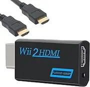 MEETTIKEY Wii HDMI Adapter, Wii to HDMI Converter, 1080p/720p HD Converter Adapter with 3.5 mm Audio and HDMI Output + 1.5 m HDMI Cable for Wii Monitor, TV, Projector (Black)