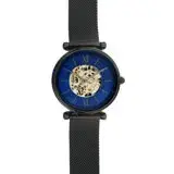 在飛比找遠傳friDay購物優惠-FOSSIL 手錶 ME3177 藍面鏤空機械錶盤 黑色網狀