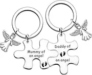 [JMIMO] Baby Memorial Gifts Loss of Baby Gifts Keyring Miscarriage Keepsake for Infant Loss Sympathy Gift Remembrance Keyring Mummy Daddy of an Angel Puzzle Keyrings Set, Silver, One Size