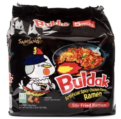 Samyang Buldak Spicy Ramen, Korean Stir Fried Instant, Original, Pack Of 5