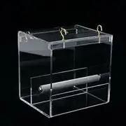 Acrylic Automatic Parrot Feeder No Mess Bird Cage Seed Feeding Container Box Seed Food Container for Parakeet Canary Cockatiel Parrot Finch Canary Acrylic