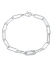 Bloomingdale's Fine Collection Diamond Paperclip Bracelet in 14K White Gold, 0.60 tcw