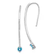 14k White Gold Real Diamond and Blue Topaz Earrings