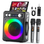 Karaoke Machine, Portable Bluetooth Karaoke Speaker with 2 Wireless
