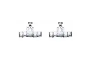 2x 5pc BarCraft 900ml Whiskey Decanter w 200ml Glass Tumbler Cup Set Clear